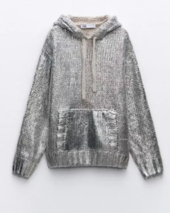 Nadia Shanaa Tv Series Elite S08 Mina El Hammani Silver Metallic Hoodie.