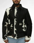Cowhide Fur Black And White Leather Jacket