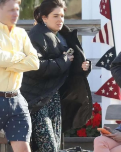 Eve Hewson The Perfect Couple 2024 Amelia Sacks Puffer Coat