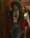 Teresa Celeste Fight Night The Million Dollar Heist 2024 Maxine Red Shearling Jacket