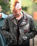 Caught Stealing Matt Smith Black Leather Studded Biker Jacket