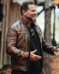Johnny Film 72 Hours 2024 Alexander Kane Brown Leather Jacket
