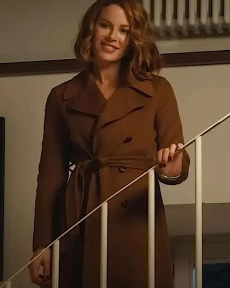 Kate Beckinsale Canary Black 2024 Brown Trench Coat Kate Beckinsale Canary Black 2024 Brown Trench Coat