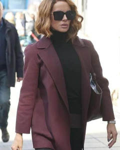 Kate Beckinsale Canary Black Avery Graves Maroon Coat