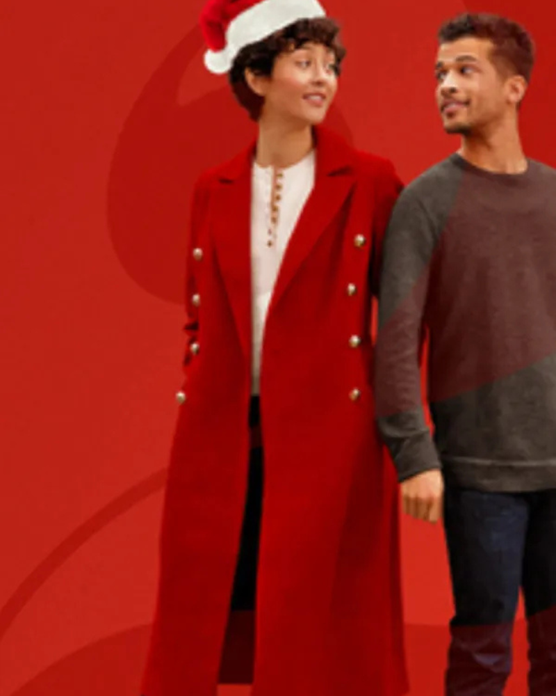 Katie Findlay The 5-year Christmas Party Movie 2024 Alice Red Wool Trench Coat Katie Findlay The 5-year Christmas Party Movie 2024 Alice Red Wool Trench Coat