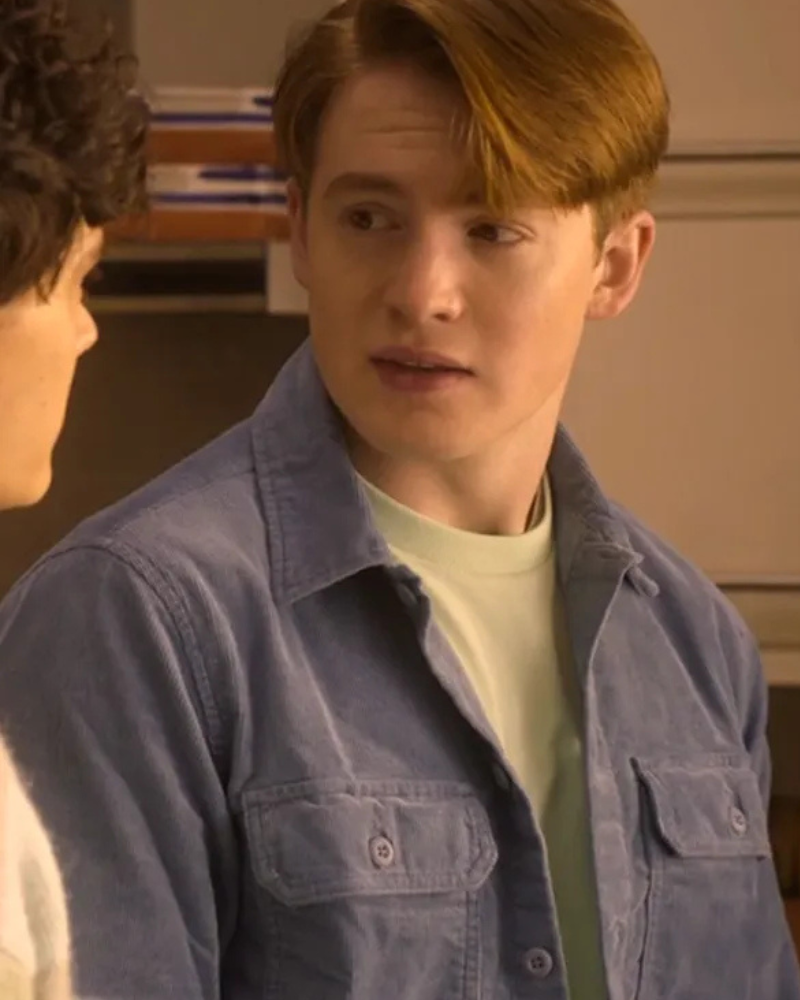 Kit Connor Heartstopper Tv Series Nick Nelson Blue Corduroy Jacket Kit Connor Heartstopper Tv Series Nick Nelson Blue Corduroy Jacket