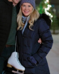 Lauren This Time Each Year 2024 Alison Sweeney Blue Shearling Hooded Quilted Jacket