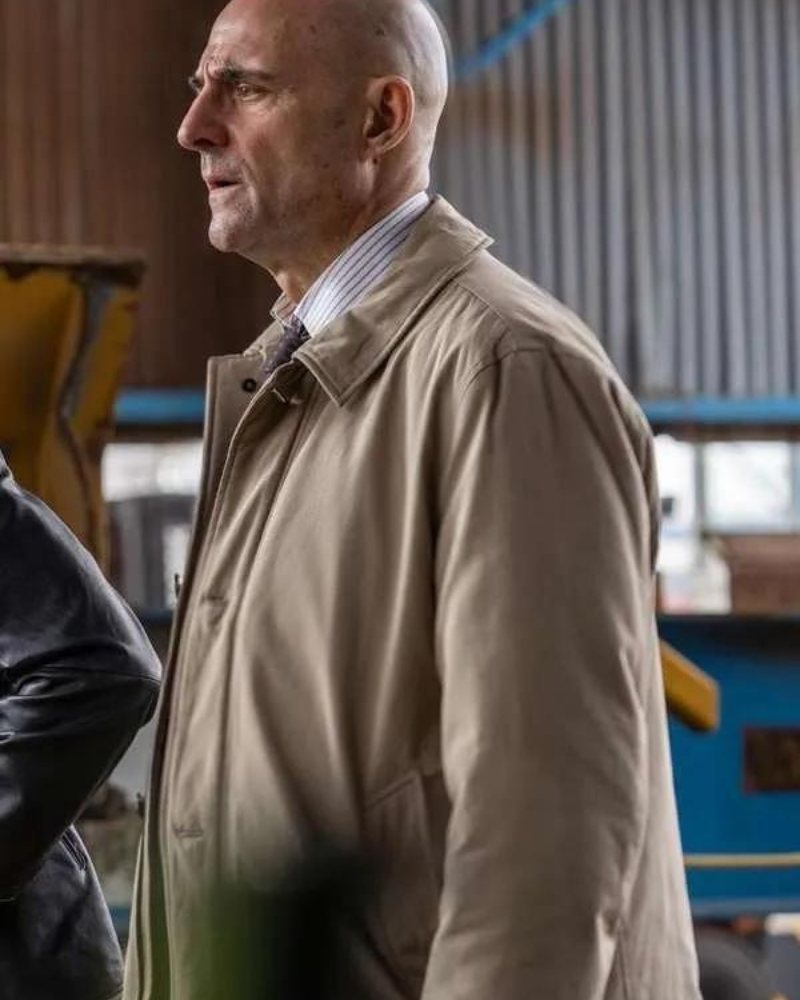 The Silent Hour 2024 Movie Mark Strong Brown Cotton Coat The Silent Hour 2024 Movie Mark Strong Brown Cotton Coat