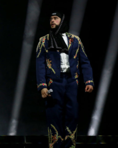 Bad Bunny Most Wanted Tour 2024 Puerto Rico Navy Blue Suit