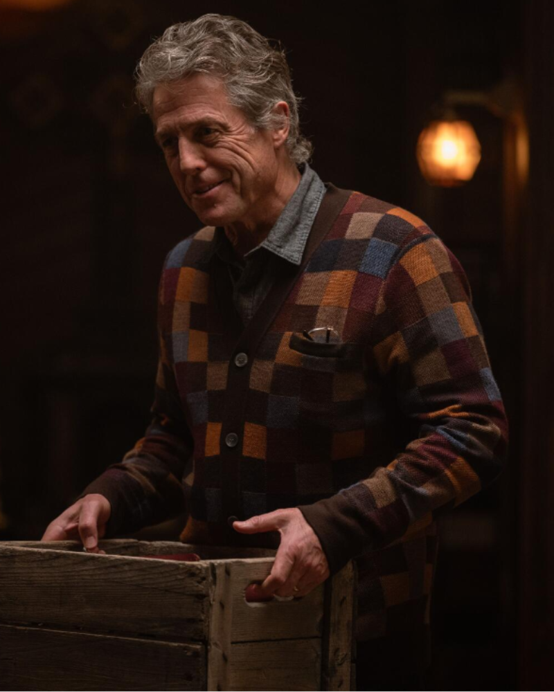Hugh Grant Heretic 2024 Mr. Reed Colorblock Cardigan Hugh Grant Heretic 2024 Mr. Reed Colorblock Cardigan