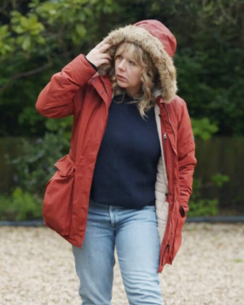 Kerry Godliman Tv Series Whitstable Pearl 2024 Pearl Nolan Red Hooded Jacket Kerry Godliman Tv Series Whitstable Pearl 2024 Pearl Nolan Red Hooded Jacket