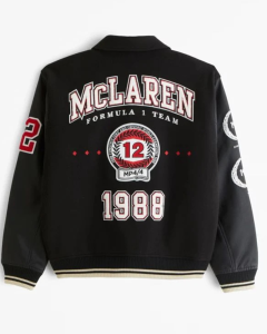 McLaren 1988 Black Wool Varsity Jacket