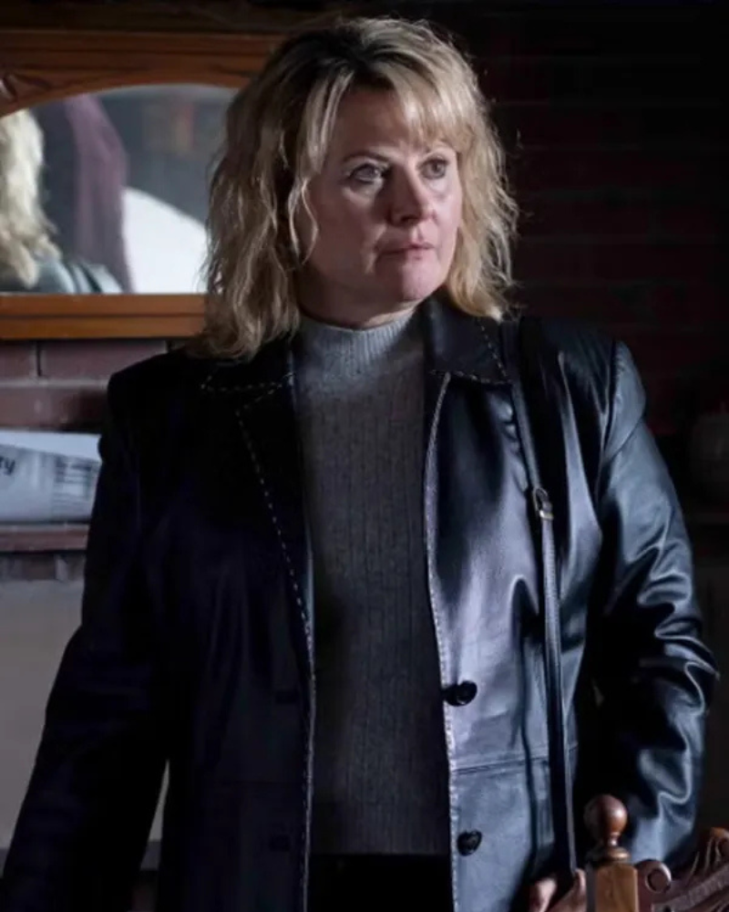 Monica Dolan Sherwood Tv Series S02 Ann Branson Black Leather Jacket Monica Dolan Sherwood Tv Series S02 Ann Branson Black Leather Jacket