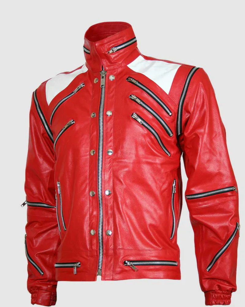 Red & White Leather Moto Jacket Red & White Leather Moto Jacket