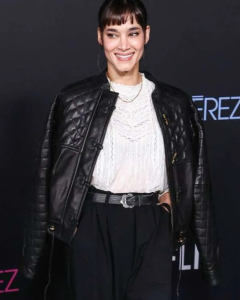 Sofia Boutella Emilia Perez Movie Premiere Quilted Leather Jacket