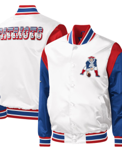 Starter White New England Patriots Throwback Satin Full-snap Jacket