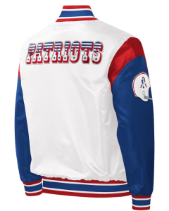 Starter White New England Patriots Throwback Satin Varsity Jacket