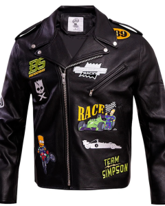 The Simpsons Freeze Max Graphic Black Leather Jacket