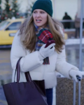 Erin Christmas Under The Northern Lights 2024 Movie Jill Wagner White Puffer Jacket