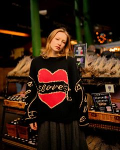 Bad Sisters S02 Eve Hewson Love Black Heart Sweater