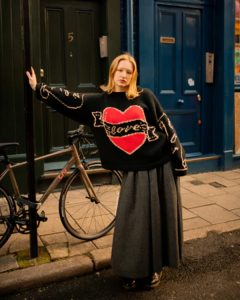 Bad Sisters S02 Eve Hewson Love Black Heart Sweater