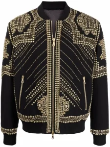 Balmain Embroidered-Stud Bomber Jacket
