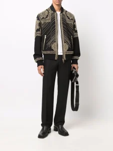 Balmain Embroidered-Stud Bomber Jacket