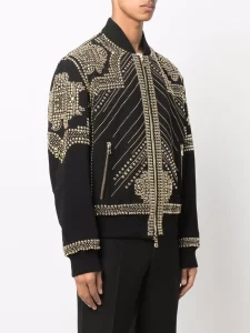 Balmain Embroidered-Stud Bomber Jacket
