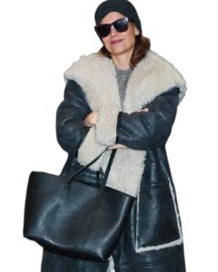 Katie Holmes Shearling Long Coat