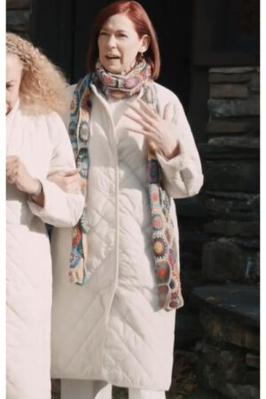 Elsbeth S02 Carrie Preston White Quilted Long Coat