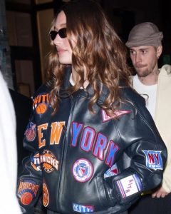 Hailey Bieber New York Knicks Leather Jacket - Image 3