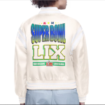 Women's Starter Cream Super Bowl LIX Satin Varsity Full-Snap Jacket
