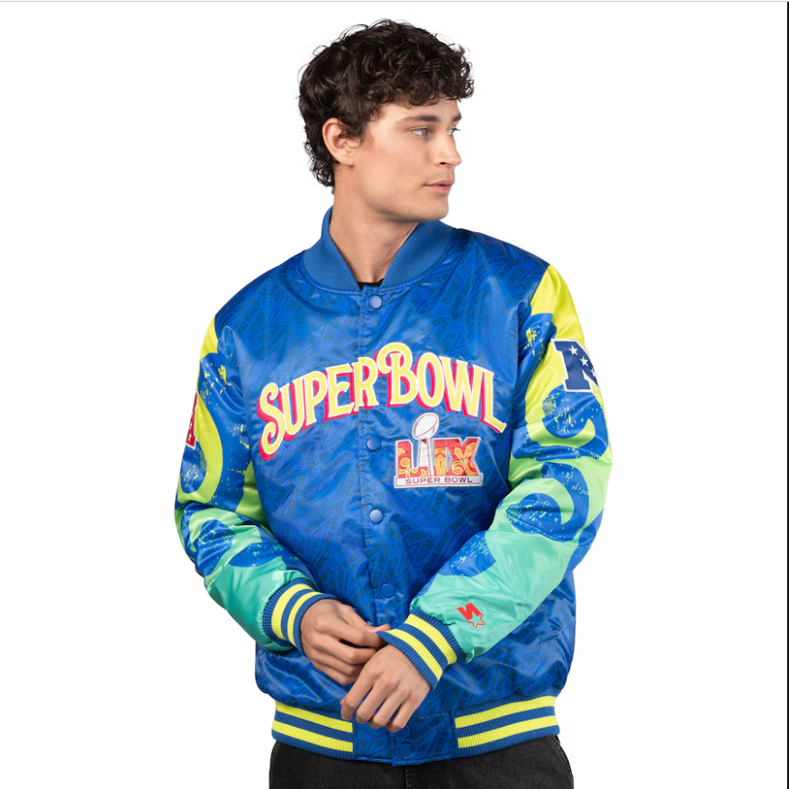 Men's Starter Royal Super Bowl LIX The Big Easy Full-Snap Satin Jacket Men's Starter Royal Super Bowl LIX The Big Easy Full-Snap Satin Jacket
