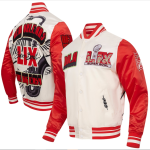 Men's Pro Standard Cream Super Bowl LIX Sublimated Satin Full-Snap Jacket