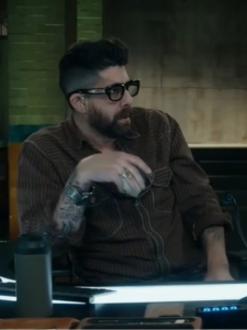 The Equalizer S5 Harry Keshegian Brown Striped Shirt