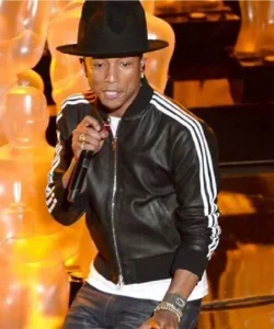 Pharrell Williams Track Bomber Leather Jacket