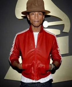 Pharrell Williams Track Bomber Leather Jacket