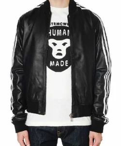 Pharrell Williams Track Bomber Leather Jacket