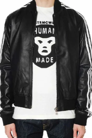 Pharrell Williams Track Bomber Leather Jacket