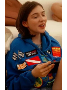 And Just Like That Alexa Swinton Blue Patch Hoodie