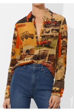 Good Morning America Savannah Chrisley Brown Printed Shirt
