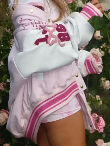 PINK x Love Shack Fancy Pink Varsity Jacket