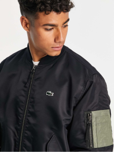 Lacoste oversized bomber jacket in black