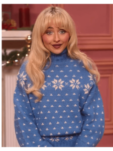 A Nonsense Christmas with Sabrina Carpenter 2024 Sabrina Carpenter Blue Sweater
