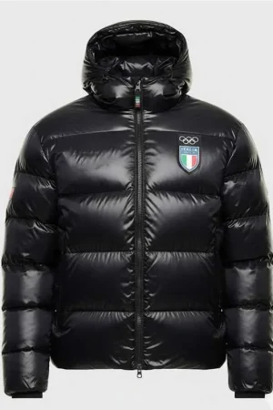 Olympics 2026 Team Italia Black Puffer Jacket