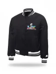 Super Bowl LX Starter Black Cropped Varsity Jacket