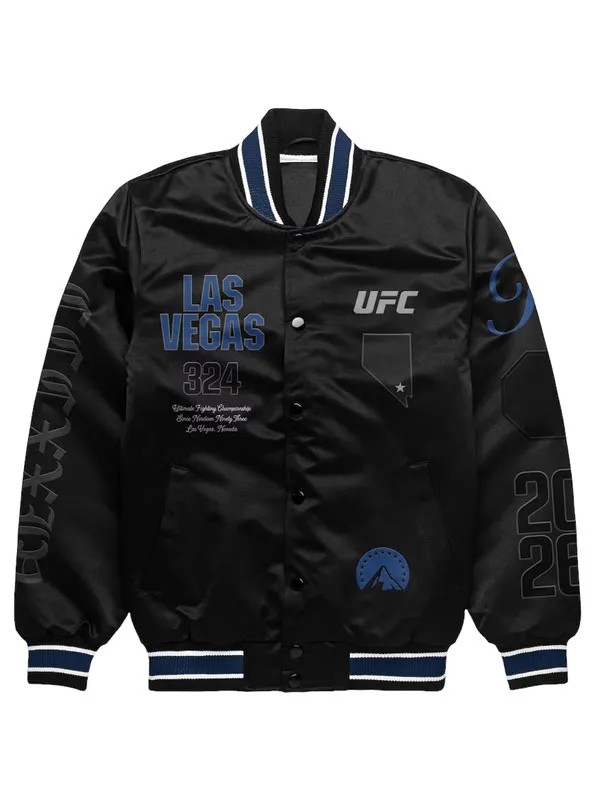 UFC 324 Las Vegas Black Bomber Jacket UFC 324 Las Vegas Black Bomber Jacket