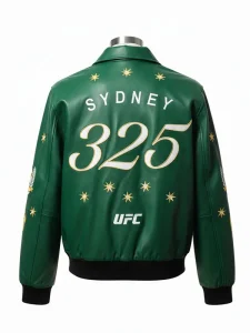 UFC 325 Rugby Green Leather Jacket