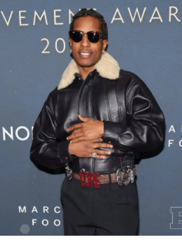 Footwear News Awards A$AP Rocky Leather Jacket Footwear News Awards A$AP Rocky Leather Jacket