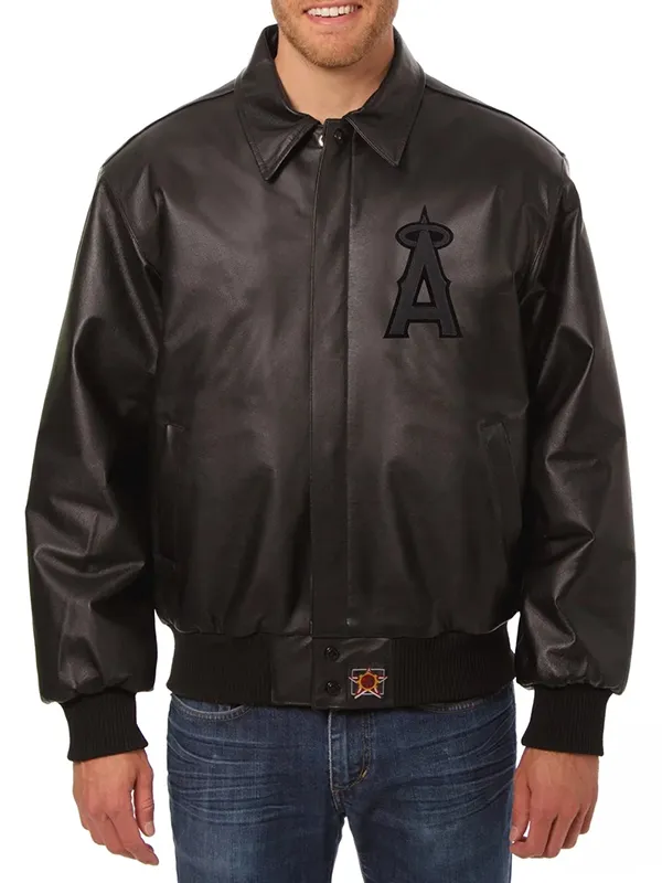 MLB Los Angeles Angels Leather Bomber Jacket MLB Los Angeles Angels Leather Bomber Jacket